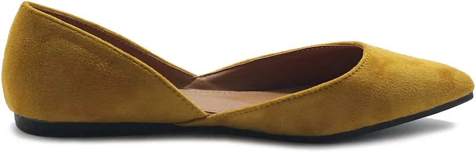 Ollio Women's Shoes Faux Suede Slip On Comfort Light Pointed Toe Ballet Flat