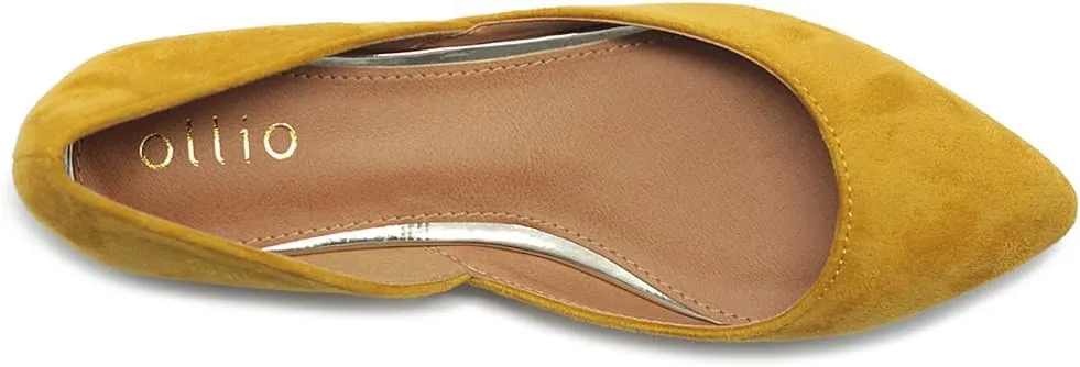 Ollio Women's Shoes Faux Suede Slip On Comfort Light Pointed Toe Ballet Flat