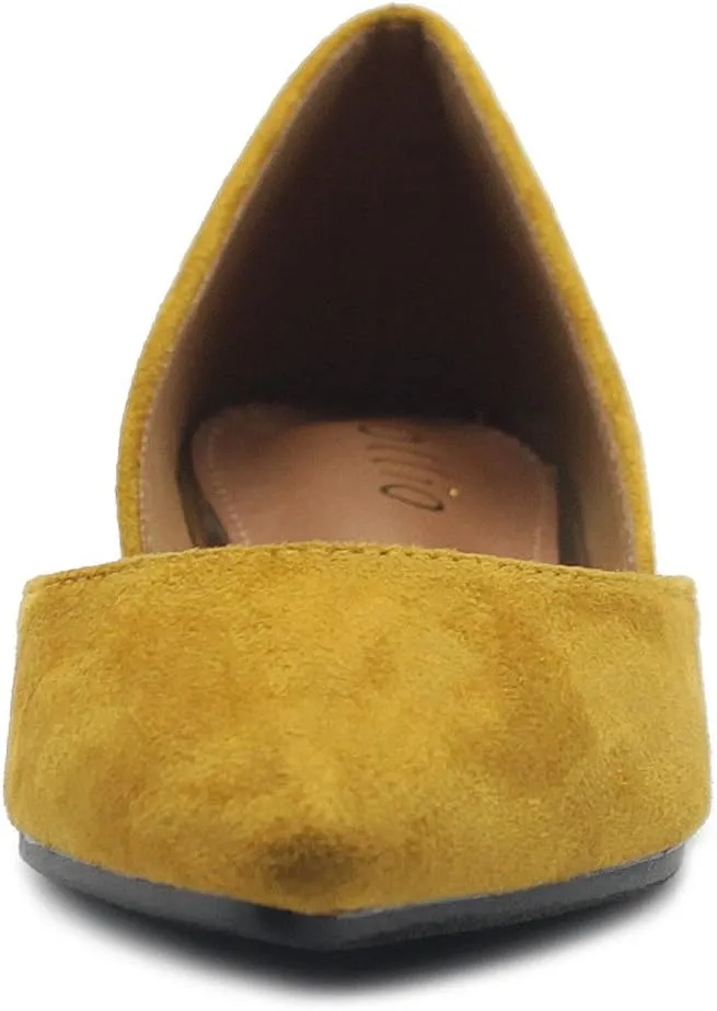 Ollio Women's Shoes Faux Suede Slip On Comfort Light Pointed Toe Ballet Flat