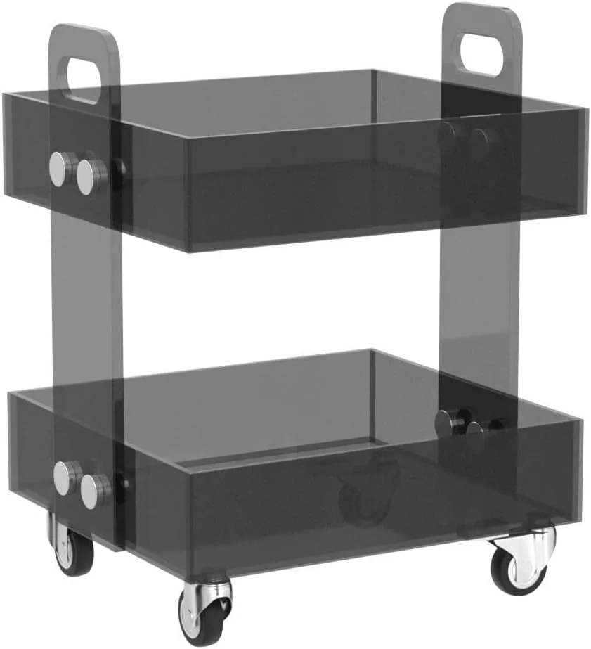 ONELUX (Flat Packed) Original Acrylic Side Table,Clear Table with Wheels,Acrylic Bedside Tables/Night Stand - 41×34×48H CM
