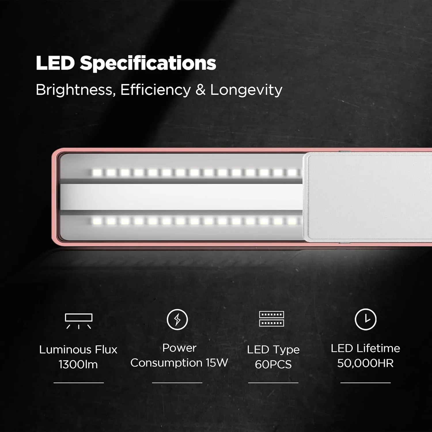 ONF Flat Nano Full Spectrum LED Aquarium Light, Dimmable 7000K / 1300lm, for <10 Gallons Rimless Fish Tanks, Aquatic Plant Growth, Terrarium Spotlight, Potted Plant IP54 Waterproof (Rose Gold)