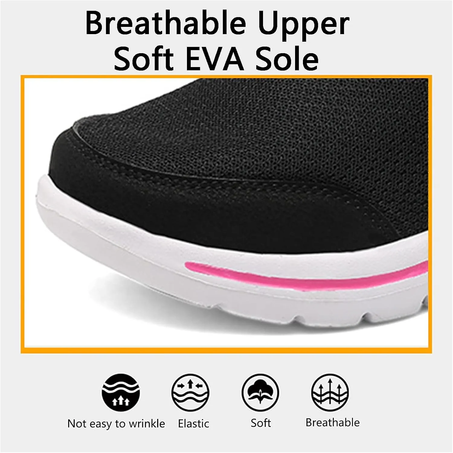 ORNVEION Women's Mesh Knitted Slip-On Platform Mules with Arch Support,Fashion Backless Soft Lightweight Half Sports Shoes Breathable Non-Slip Walking Slippers