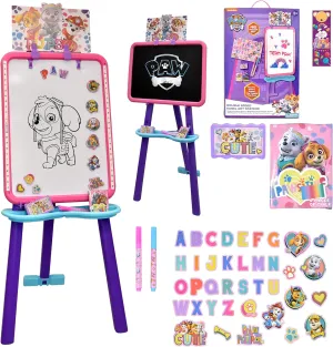 Paw Patrol Standing Art Easel for Kids, Toddler Drawing Dry Erase Magnetic Whiteboard, Chalkboard, Accessories and Bookmark