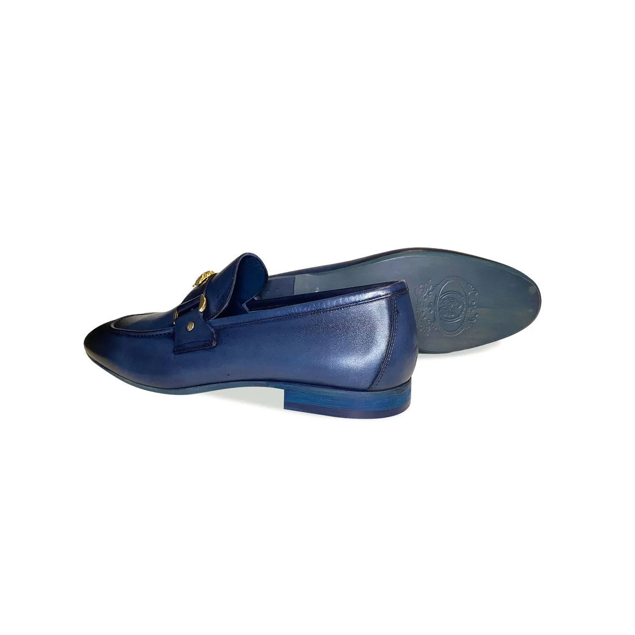 Pelle Line Lucas- Loafer with Medusa ornament- Navy