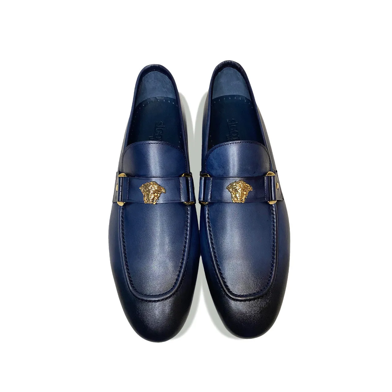 Pelle Line Lucas- Loafer with Medusa ornament- Navy