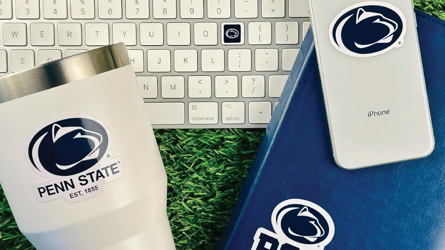 Penn State Stickers (14 Stickers) 2 Large 5" for Car Windows 10 Medium 2.5" for Water Bottles Laptops Phones and 2 Mini Keyboard Decals Gift for Men or Women Football Fans (Penn State Nittany Lions)