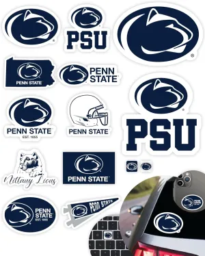 Penn State Stickers (14 Stickers) 2 Large 5" for Car Windows 10 Medium 2.5" for Water Bottles Laptops Phones and 2 Mini Keyboard Decals Gift for Men or Women Football Fans (Penn State Nittany Lions)