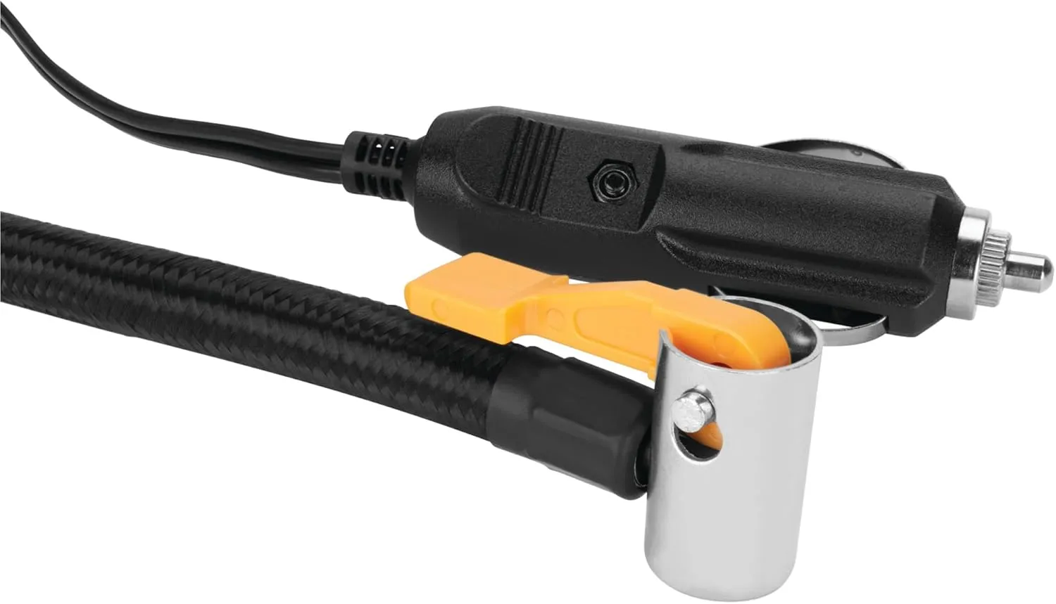 Performance Tool Vortex W7901 12V Rapid Tire Inflator w/LED Light Lever-Locking Air Chuck, Long Power Cord, Three Nozzles, Gray