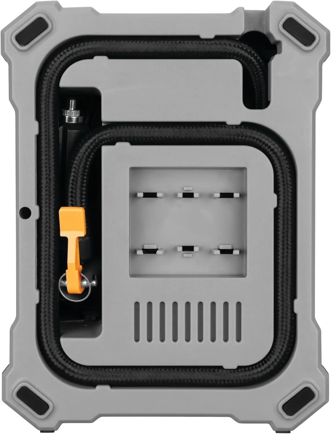 Performance Tool Vortex W7901 12V Rapid Tire Inflator w/LED Light Lever-Locking Air Chuck, Long Power Cord, Three Nozzles, Gray