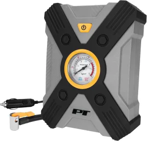 Performance Tool Vortex W7901 12V Rapid Tire Inflator w/LED Light Lever-Locking Air Chuck, Long Power Cord, Three Nozzles, Gray