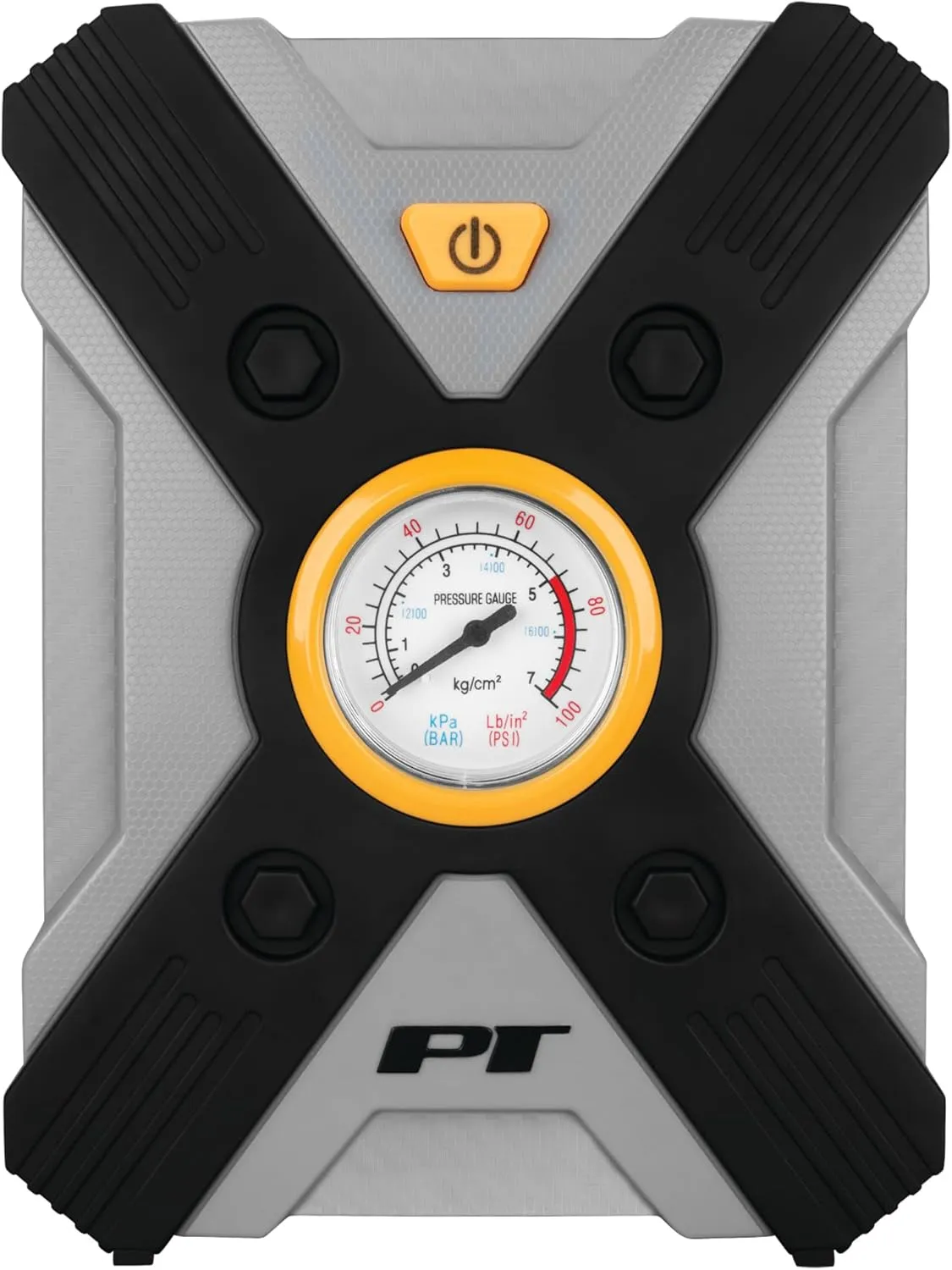 Performance Tool Vortex W7901 12V Rapid Tire Inflator w/LED Light Lever-Locking Air Chuck, Long Power Cord, Three Nozzles, Gray