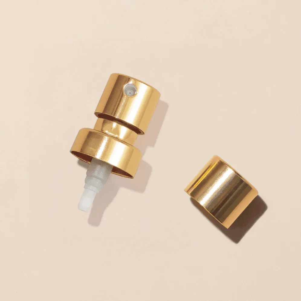Perfume Bottle Spray - Wholesale - Pump for Perfume Tops, Glossy Gold, 100mcl/0.1cc, FEA 15, Crimp Type (with ring)