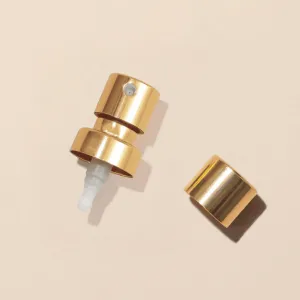 Perfume Bottle Spray - Wholesale - Pump for Perfume Tops, Glossy Gold, 100mcl/0.1cc, FEA 15, Crimp Type (with ring)