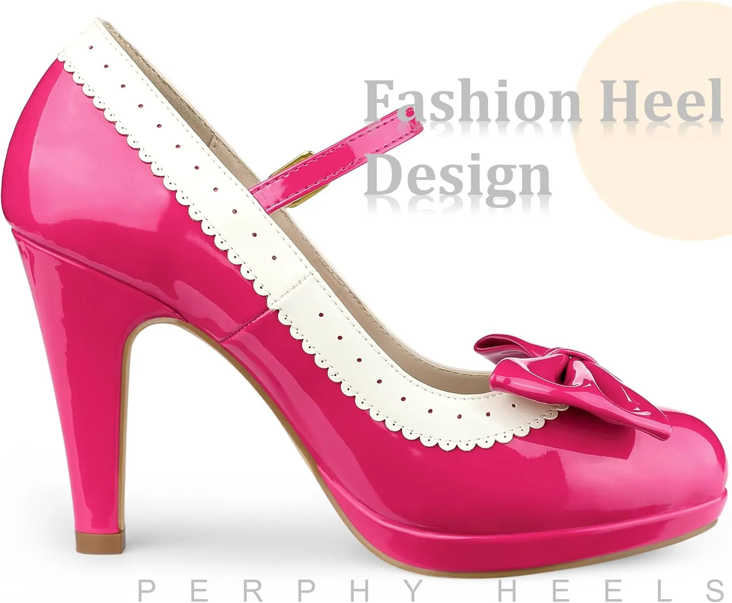 Perphy Bow Platform Stiletto Heels Mary Janes Shoes for Women Retro 1950s Shoes