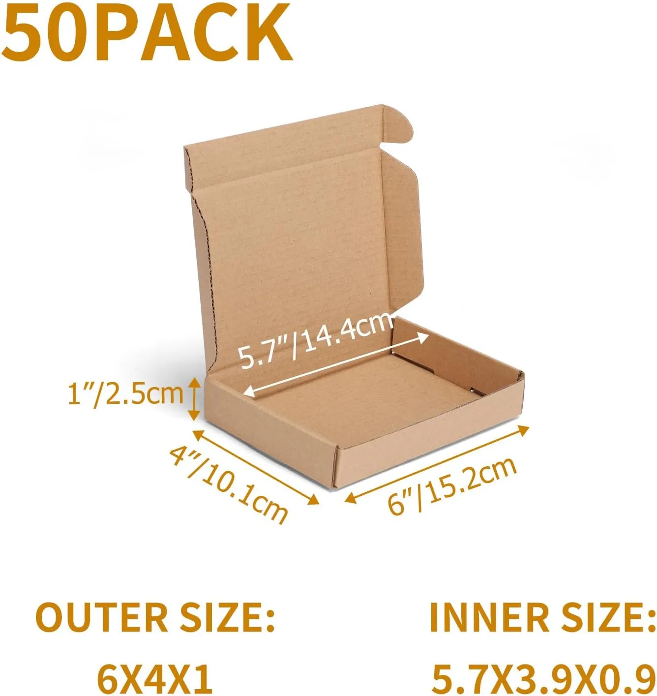 PHAREGE 6x4x1 inch Shipping Boxes Bulk 50 Pack Brown, Tab Lock Tuck Top Mailer Boxes for Packaging Small Business, Small Cardboard Gift Boxes for Wrapping Mailing Present