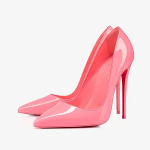Pink Glossy Patent Leather Pointy Pump