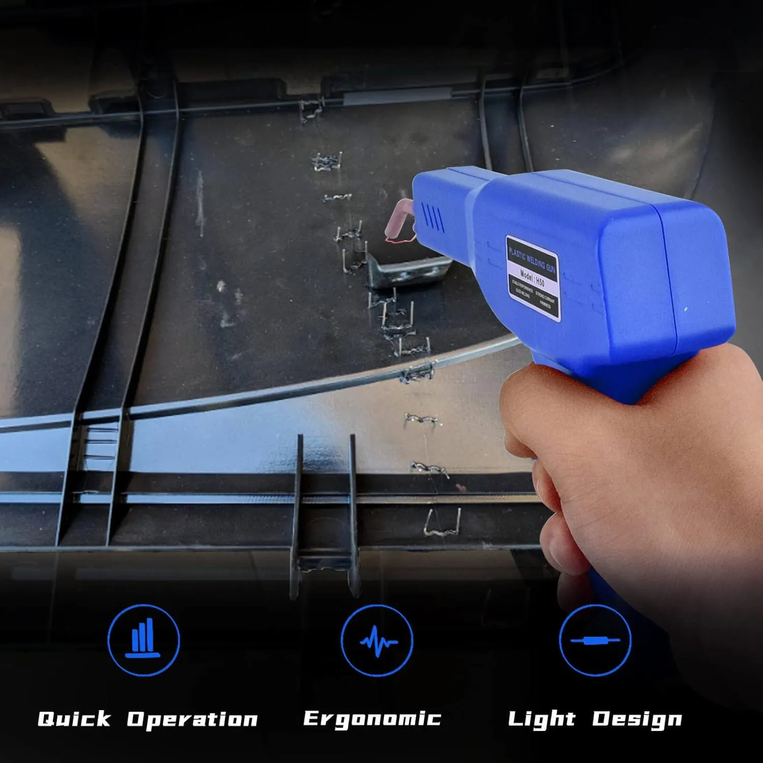 Plastic Welder, 800PCS Staples, Plastic Welding Kit, Must Have For DIYers, Instant On/Off, Plastic Welder Kit, Bumper Repair Kit Plastic Repair Kit, Portable Toolbox (Blue)