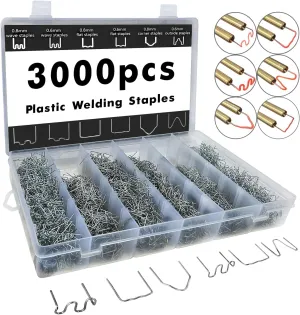Plastic Welding Staples 3000 pcs,6 Types Hot Staples for Decoration,Auto Repair,Architectural Modelling,Toy Manufacturing,Etc.