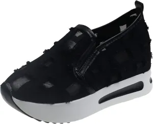 Platform Wedge Sneakers for Women Dressy Casual High Heel Loafers Floral Embroidery Tennis Shoes Breathable Walking Shoe Comfortable Sheer Mesh Slip on Shoe Chunky Sole Sneaker with Arch Support