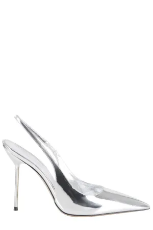 Pointed Toe Slingback Pump In Glossy Patent Leather