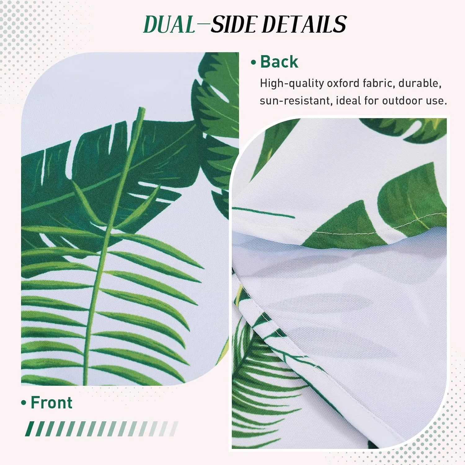 Poise3EHome Outdoor Tablecloth Rectangle with Umbrella Hole Waterproof Tropical Green Tablecloth for Spring Picnic Party Camping Patio Table, Palm Leaf (60X104 Zipper)