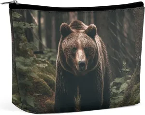 Portable Small Cosmetic Bag Cute Travel Makeup Bag Bear in Tree Waterproof Toiletry Bag for Women