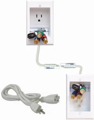 PowerBridge ONE-CK Single Outlet TV Cord Hider for Wall Mounted TVs - Recessed In-Wall Cable hider System for Power & Low Voltage - Matches Existing Outlets - Hide Wires With this Easy DIY Install Kit