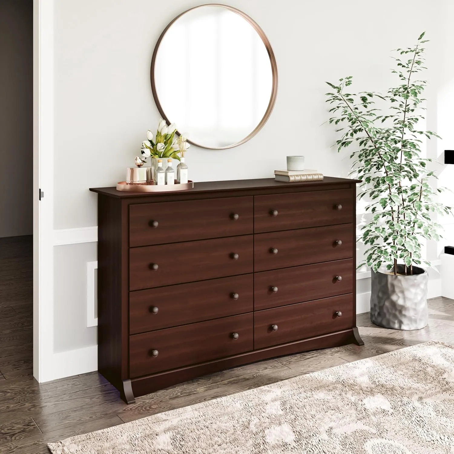 Prepac Sonoma 8 Drawer Double Dresser for Bedroom, Wide Chest of Drawers, Bedroom Furniture, Clothes Storage and Organizer, 17.25" D x 59" W x 37" H, Espresso, EDC-6338