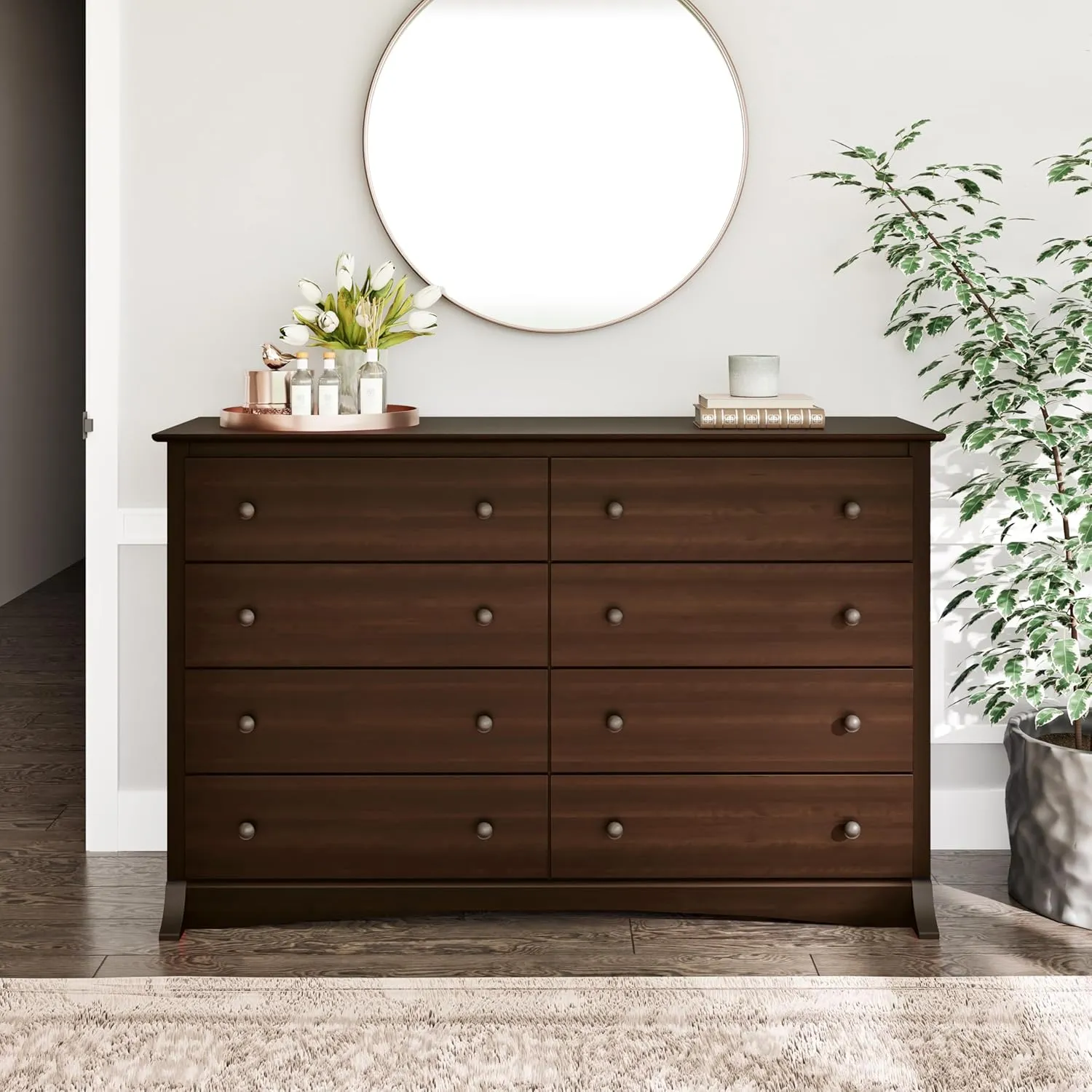 Prepac Sonoma 8 Drawer Double Dresser for Bedroom, Wide Chest of Drawers, Bedroom Furniture, Clothes Storage and Organizer, 17.25" D x 59" W x 37" H, Espresso, EDC-6338