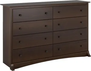 Prepac Sonoma 8 Drawer Double Dresser for Bedroom, Wide Chest of Drawers, Bedroom Furniture, Clothes Storage and Organizer, 17.25" D x 59" W x 37" H, Espresso, EDC-6338