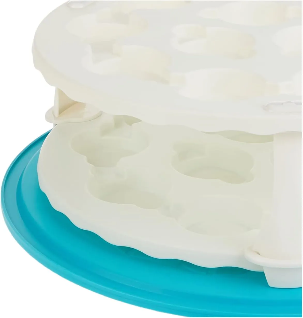 PrepWorks by Progressive Collapsible Cupcake and Cake Carrier – 24 Cupcakes, 2 Layers, Teal, Easy to Transport Desserts