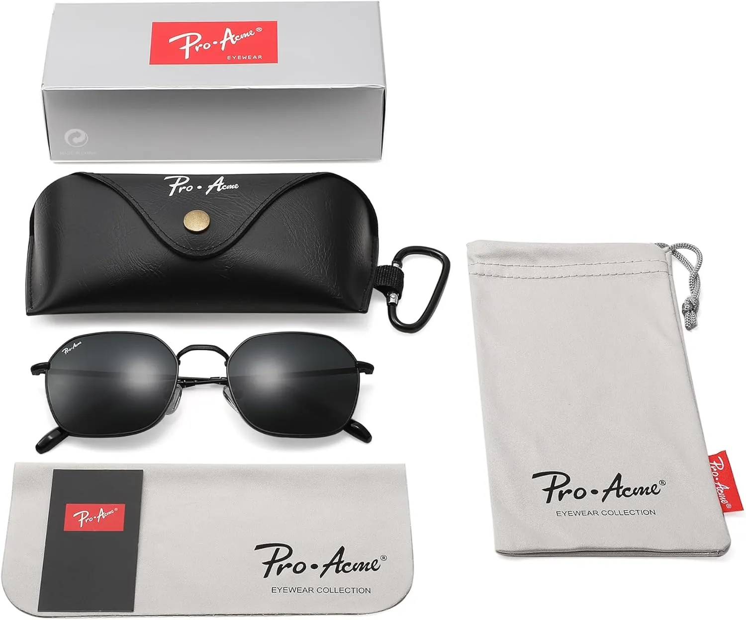Pro Acme Classic Sunglasses for Women Men Hexagonal Flat Metal Frame Trendy Square Shades Sunglasses 100% Real Glass Lens