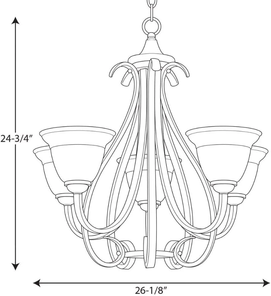 Progress Lighting P4416-77 Torino Five-Light Chandelier, 26 1/8" x 24 3/4", Forged Bronze