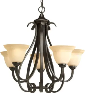 Progress Lighting P4416-77 Torino Five-Light Chandelier, 26 1/8" x 24 3/4", Forged Bronze