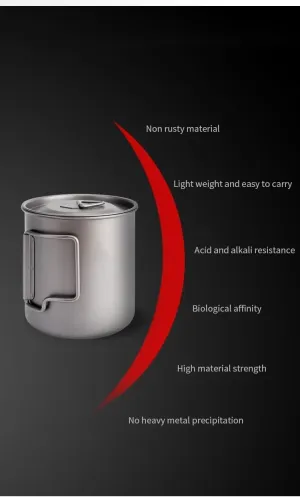 Pure Titanium Mug 420ml Outdoor Camping Portable Water Cup Milk Cup Coffee Cup With Lid