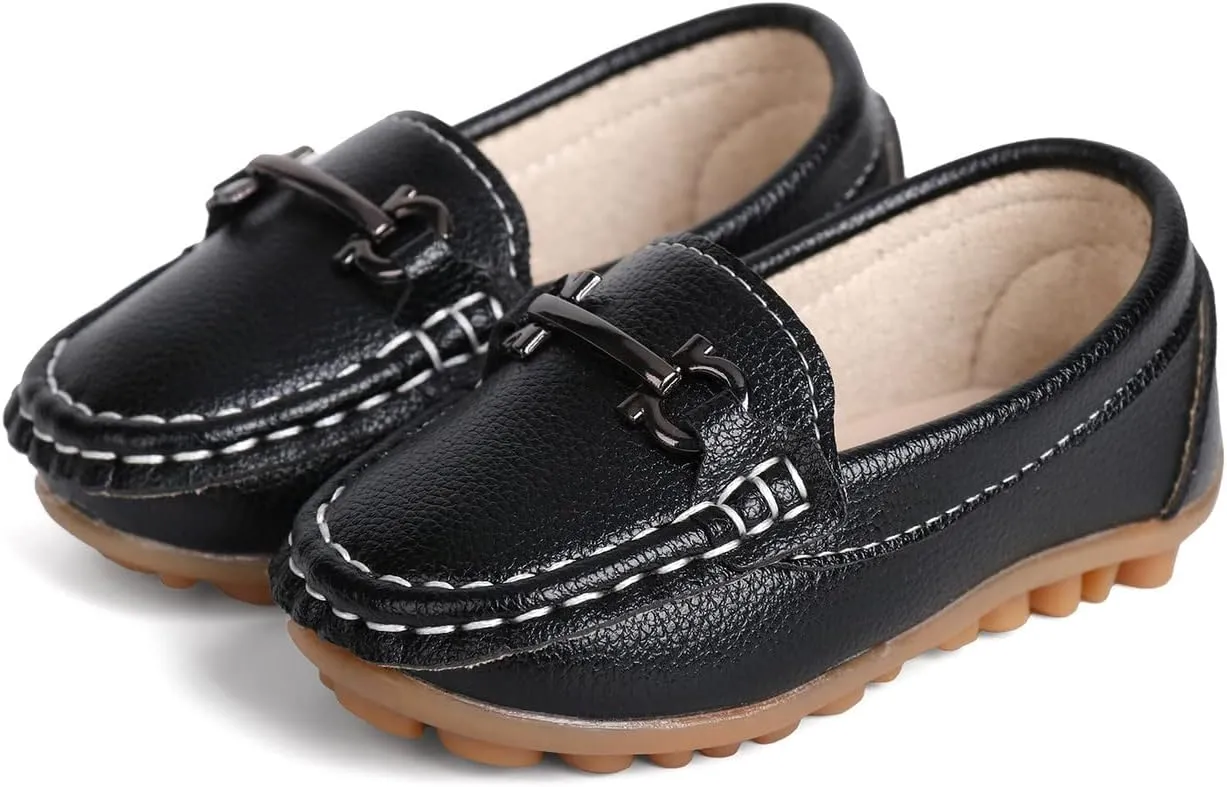 QIETION Toddler Little Kid Boys Girls Soft Slip On Loafers Dress Flat Shoes