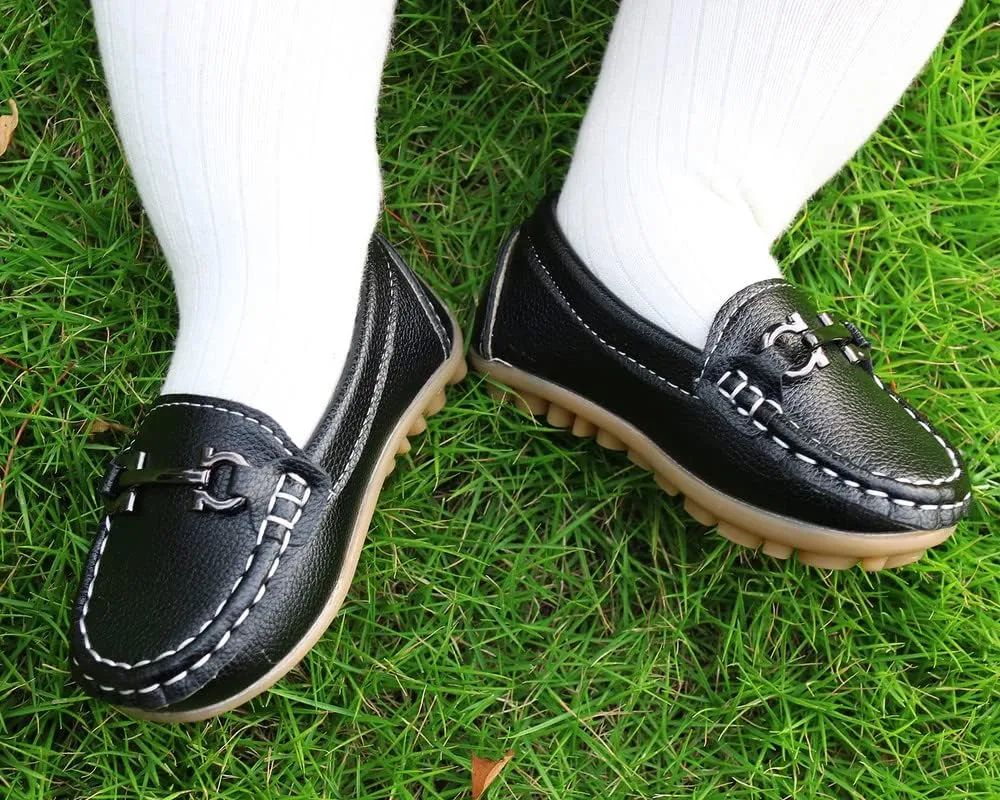 QIETION Toddler Little Kid Boys Girls Soft Slip On Loafers Dress Flat Shoes