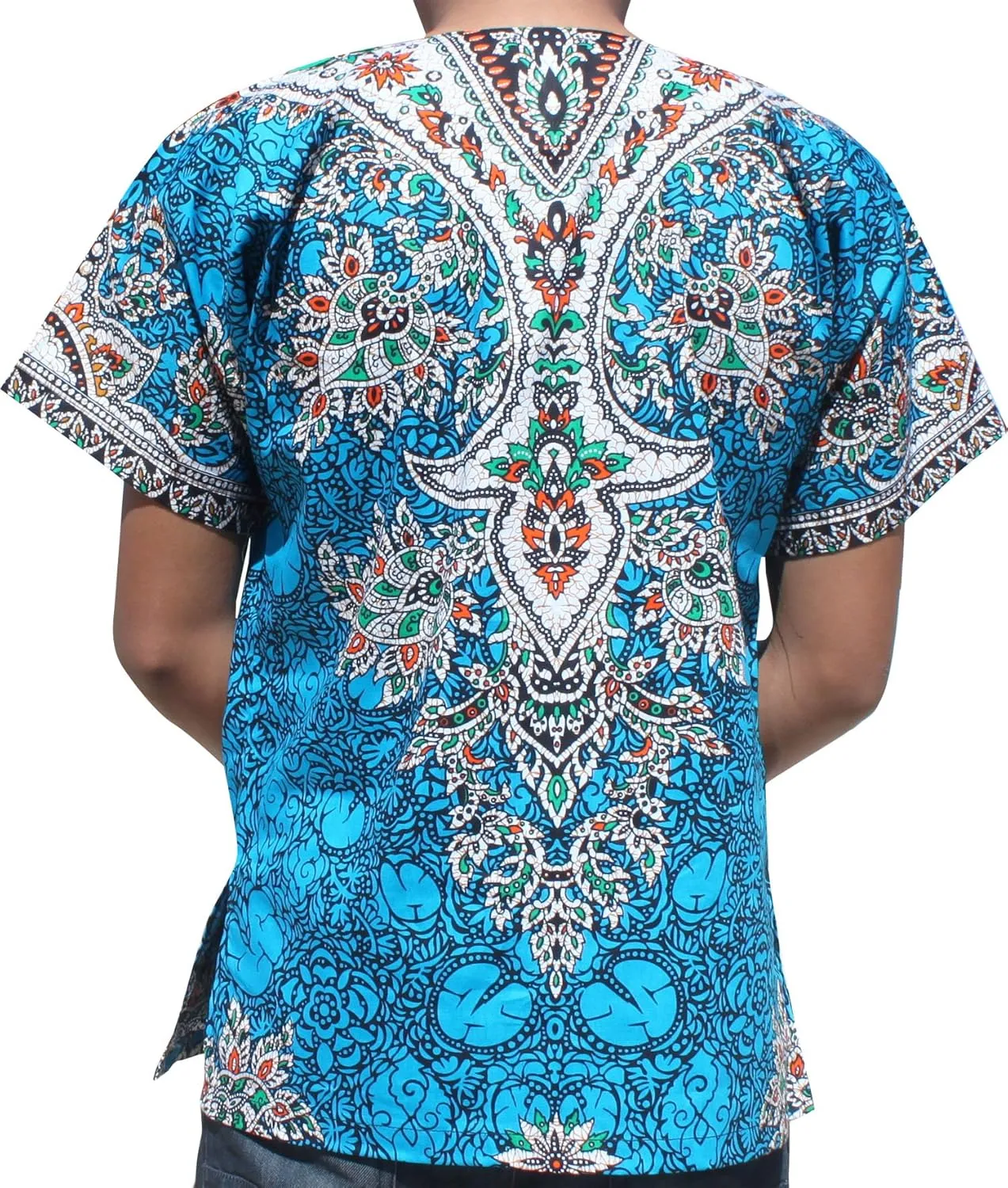 RaanPahMuang Unisex Cotton Shirt Africa Dashiki Detailed Art Vibrant Colors Plus Size