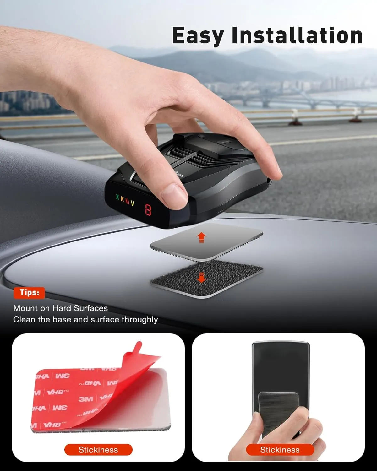 Radar Detector Adhesive Mount,Hook and Loop Tape for Uniden R1 R3 R7 DFR6 DFR7 DFR8 DFR9 Radar Detectors, Dashboard Adhesive Strips Fit GP18 KLP-UN01_LYHC (2 Pack)