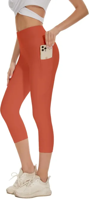 RAYPOSE Womens Workout Capri Leggings for Women with Pockets Plus Size Basic Pants Yoga Gym Casual Summer