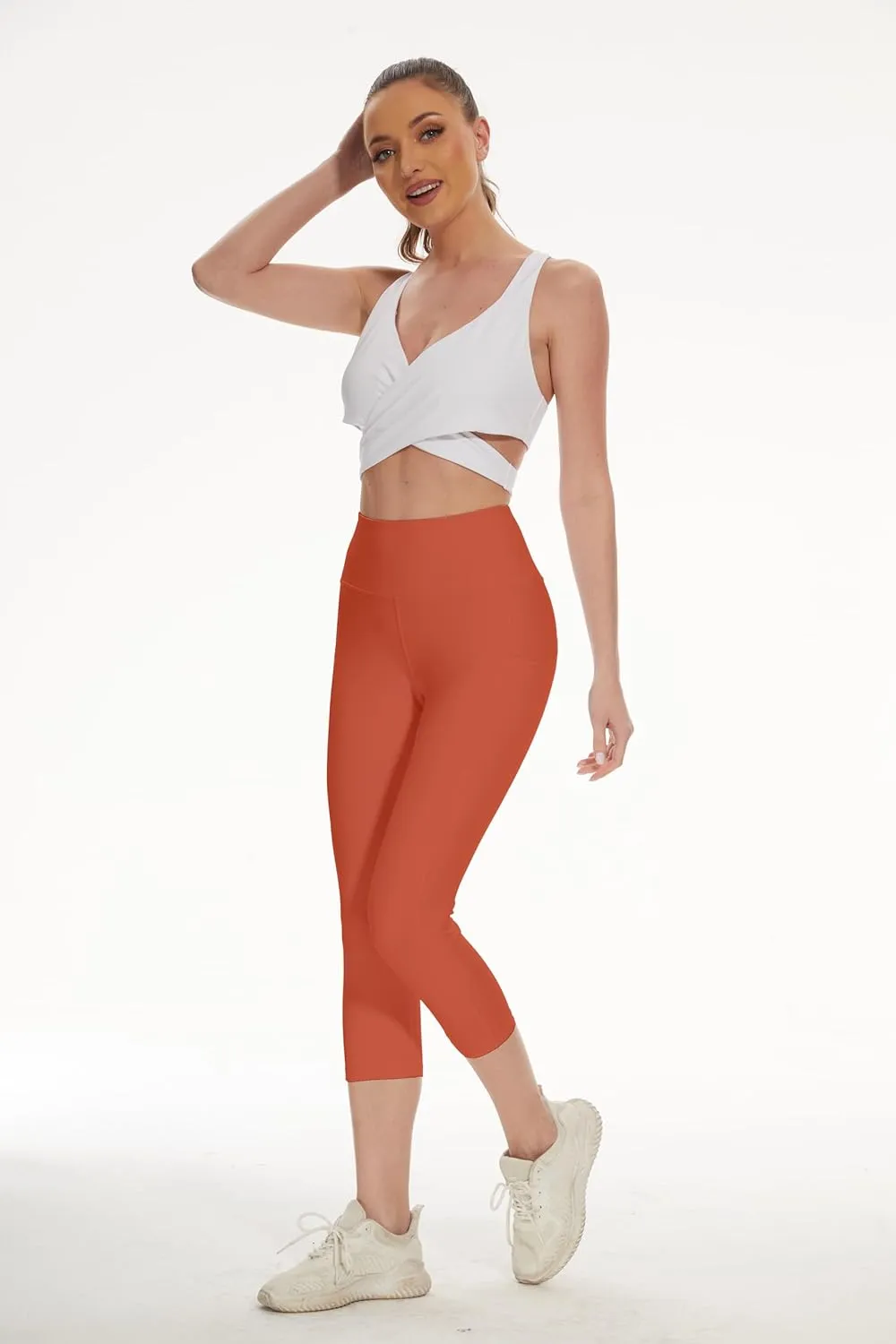 RAYPOSE Womens Workout Capri Leggings for Women with Pockets Plus Size Basic Pants Yoga Gym Casual Summer