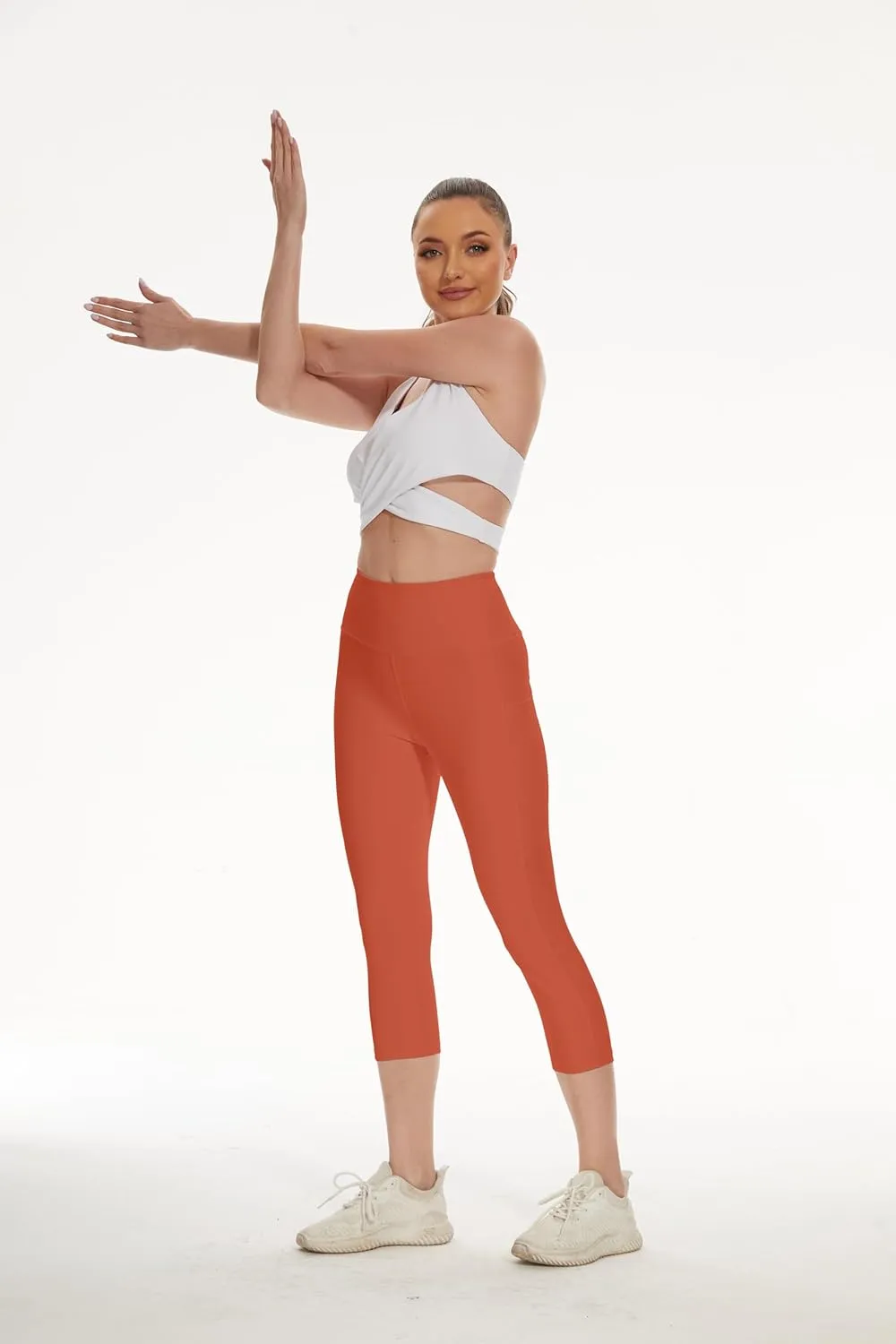 RAYPOSE Womens Workout Capri Leggings for Women with Pockets Plus Size Basic Pants Yoga Gym Casual Summer