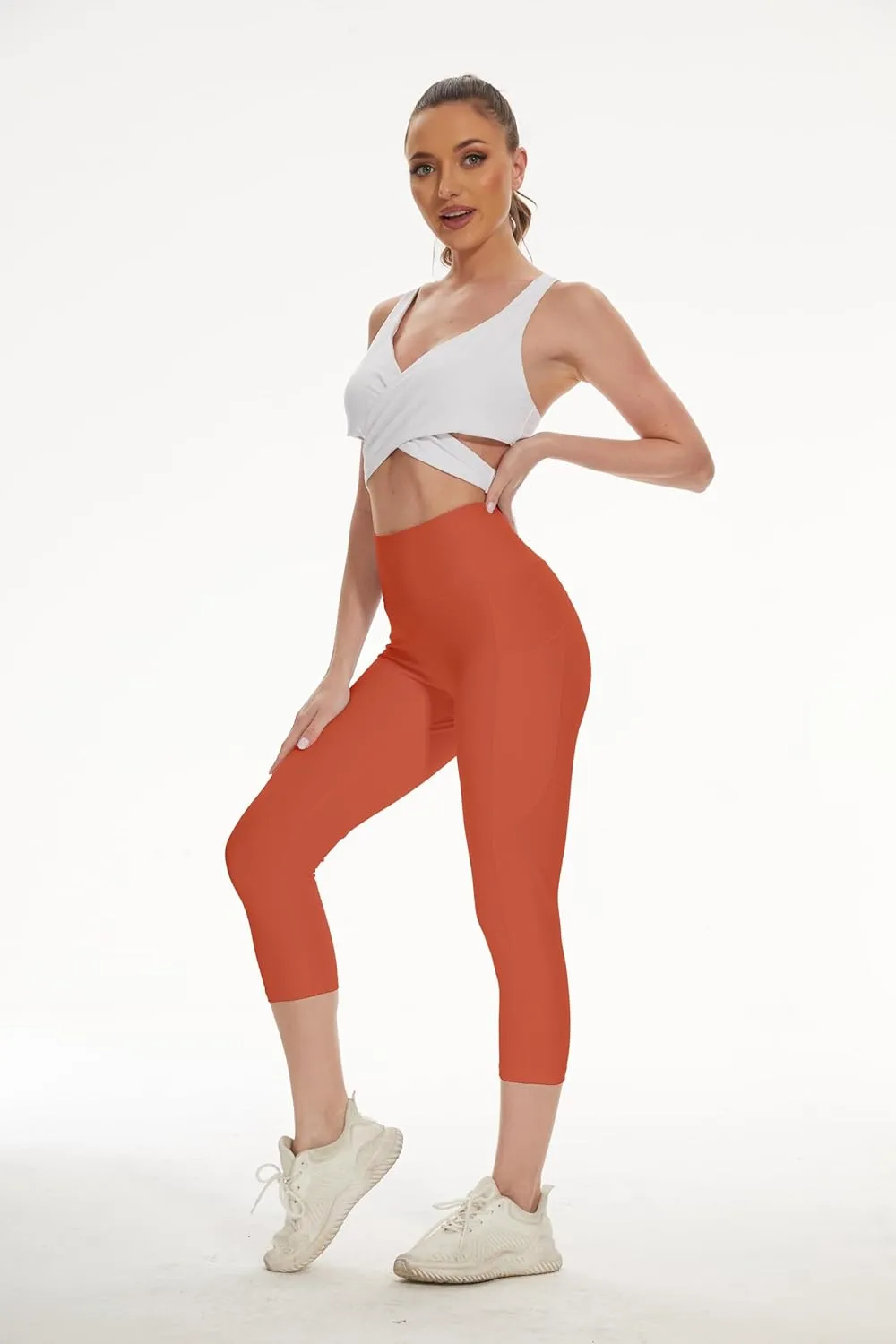 RAYPOSE Womens Workout Capri Leggings for Women with Pockets Plus Size Basic Pants Yoga Gym Casual Summer