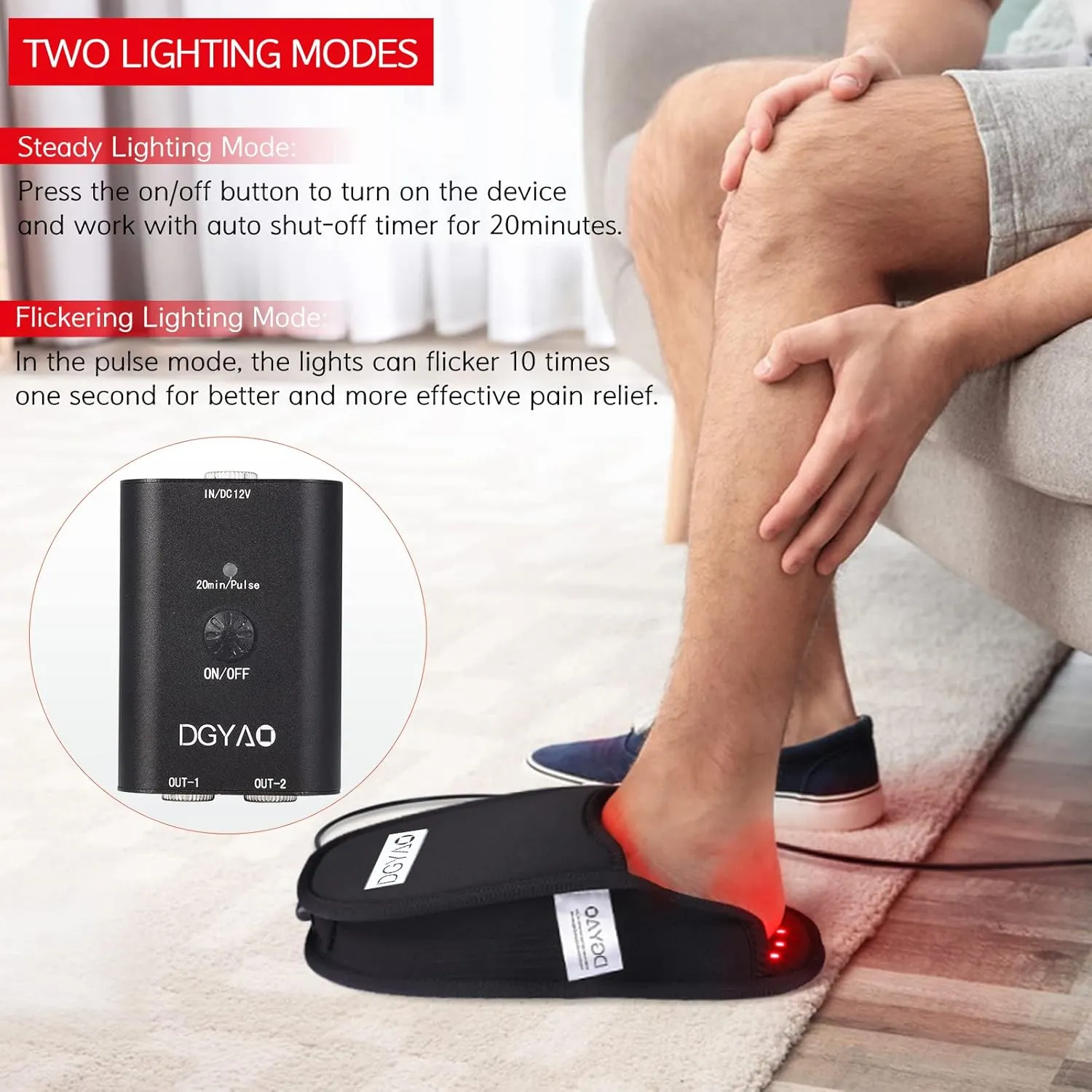 Red Light Therapy Device Slipper with 880nm Infrared Light Therapy Pulse Mode for Foot Feet Toes Instep, New Flat LED Lights Pain Relief Muscle Relax Home Office Use