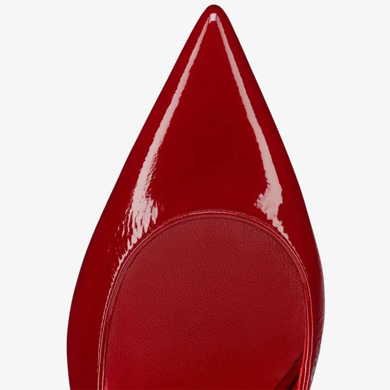 Red Patent Leather Pointed-Toe Pumps
