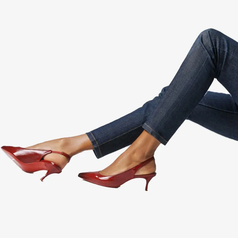 Red Patent Leather Pointed-Toe Pumps