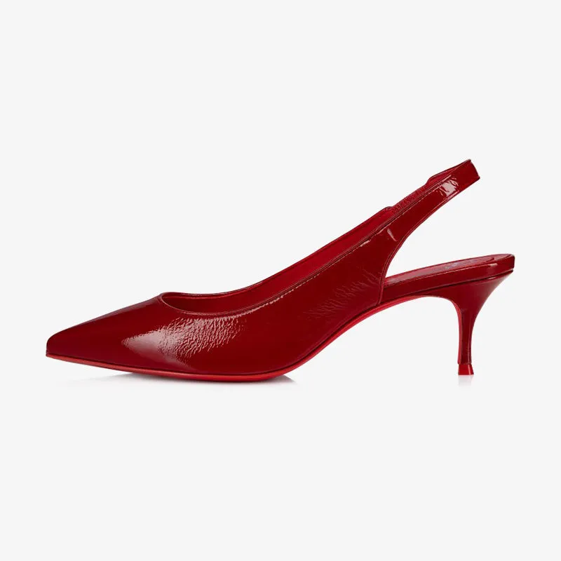 Red Patent Leather Pointed-Toe Pumps