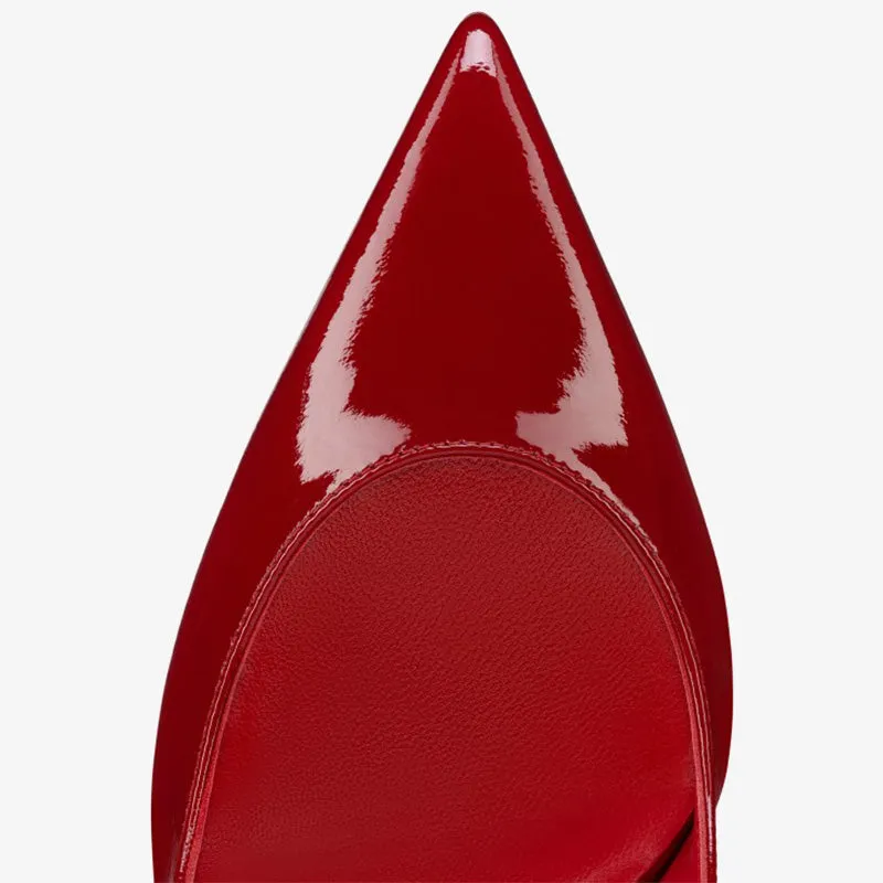 Red Patent Leather Pumps with Bevelled Heel