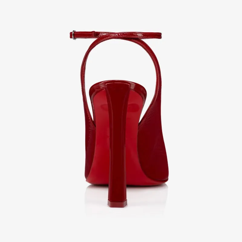 Red Patent Leather Pumps with Bevelled Heel