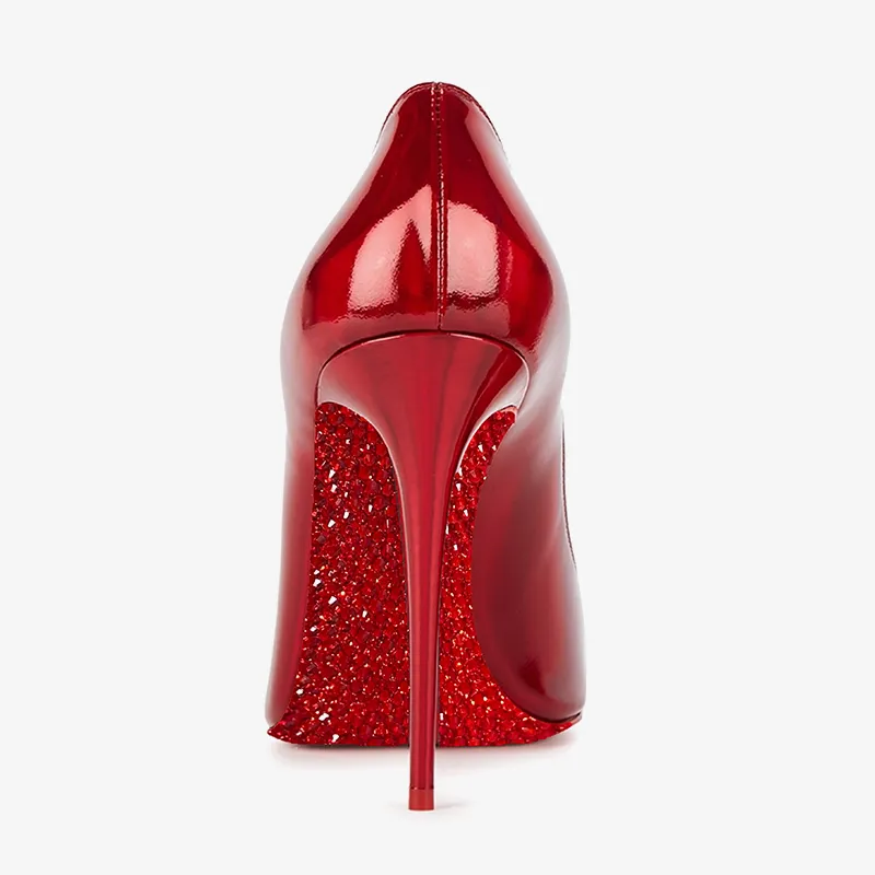 Red Patent Stiletto Pump Sparkling Sole